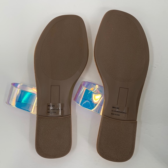 DV Dolce Vita Jane Iridescent double strap flat slide clear sandal new 8 - Picture 5 of 9